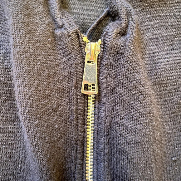 Zara Knit Black Cardigan Sweater Gold Zip Classic Careerwear Oversized Boxy Sz S - Picture 10 of 10